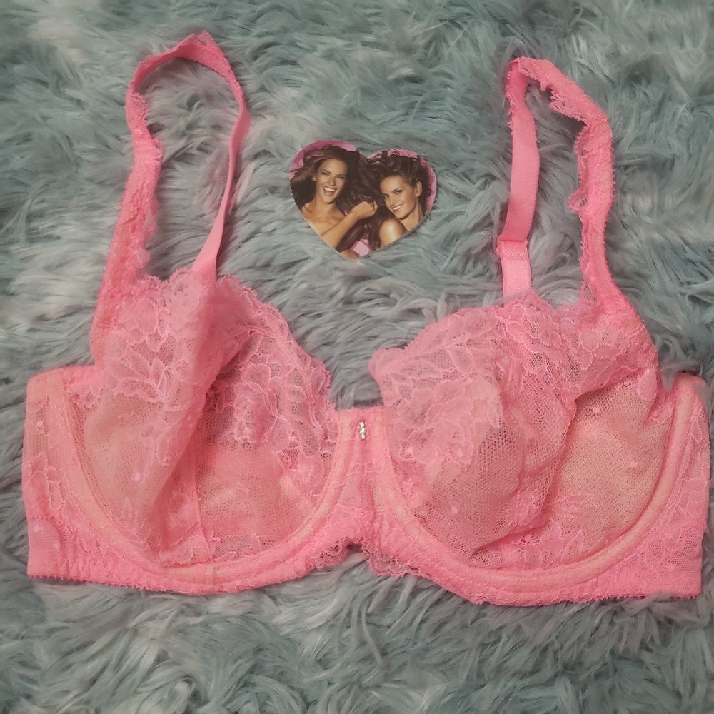 Victoria's Secret pink lace unlined bra NWT